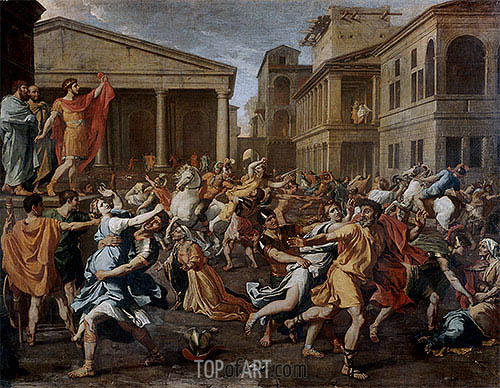 500x388 Rape Of The Sabine Women Nicolas Poussin Painting Reproduction - The Sabine Women Painting