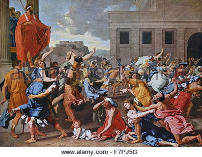 411x320 The Abduction Of The Sabine Women By Nicolas Poussin Stock Photo - The Sabine Women Painting