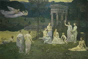 350x236 Reproduction Art Pierre Puvis De Chavannes Oil Painting - The Sacred Grove Painting