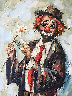 300x400 Vintage Cool Oil Painting On Canvas Of A Sad Clown - The Sad Clown Painting