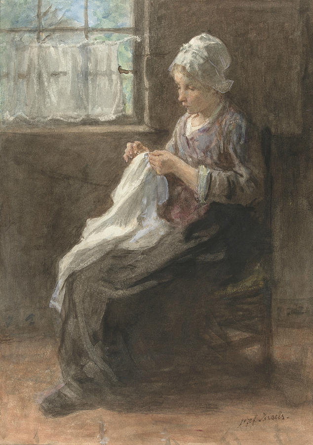 634x900 The Seamstress Painting By Jozef Israels - The Seamstress Painting
