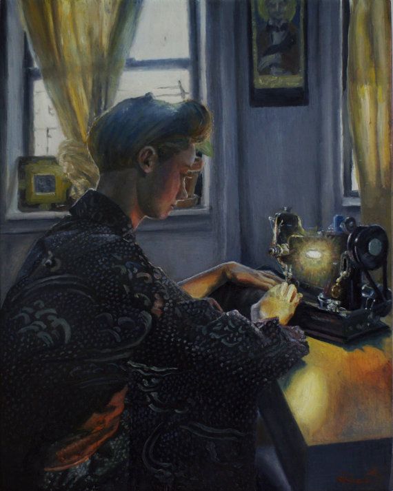 570x713 The Seamstress Oil Painting On Wood Panel Featuring By Raestimson - The Seamstress Painting