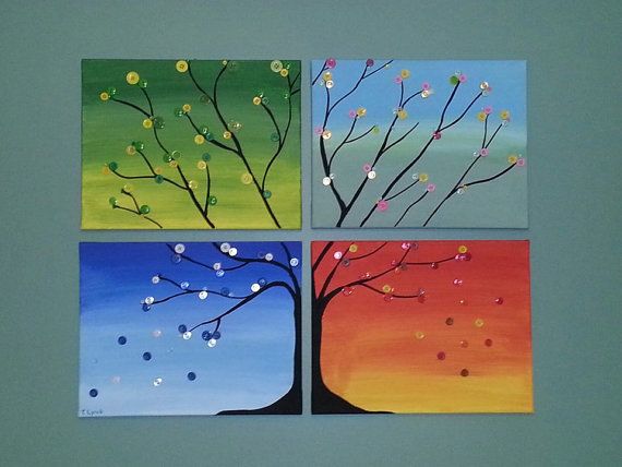 570x428 I Like The Way The Background Is Painted. Just Add More Buttons W - The Seasons Painting