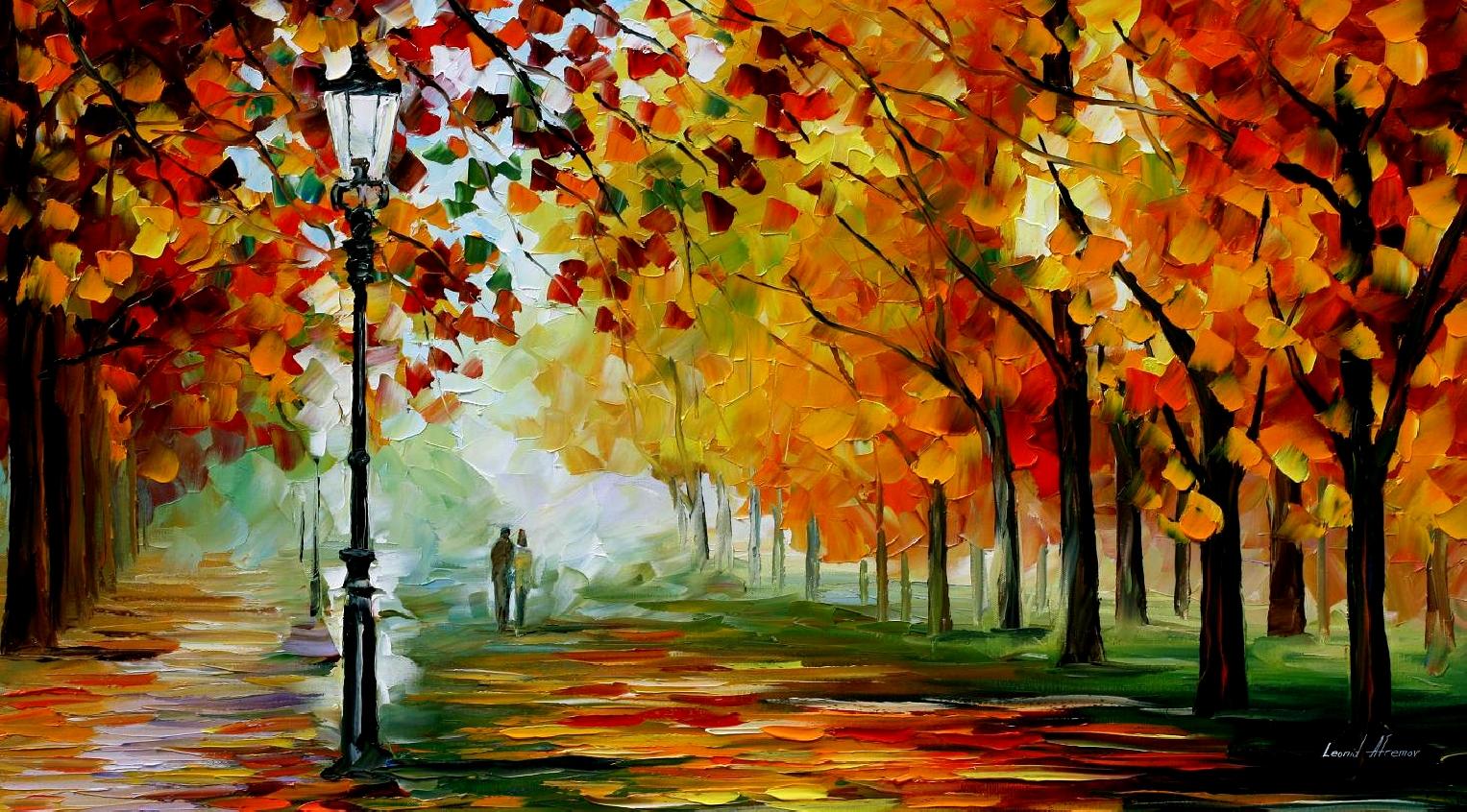 1527x846 Leonid Afremov, Oil On Canvas, Palette Knife, Buy Original - The Seasons Painting