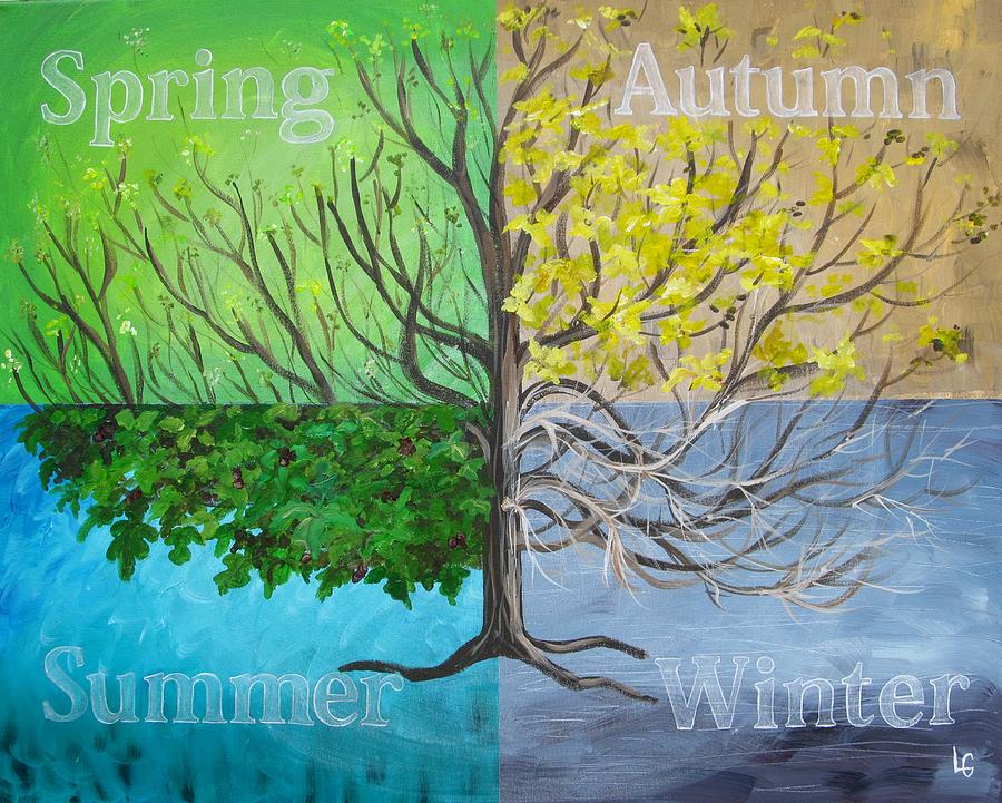 900x721 Seasons Of A Fig Tree Painting By Lisa Gardella - The Seasons Painting