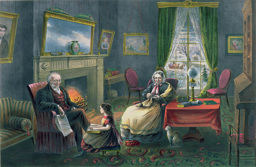 900x589 The Four Seasons Of Life Old Age Painting By Currier And Ives - The Seasons Painting