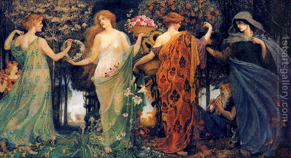 1000x545 The Masque Of The Four Seasons Walter Crane Reproduction 1st Art - The Seasons Painting