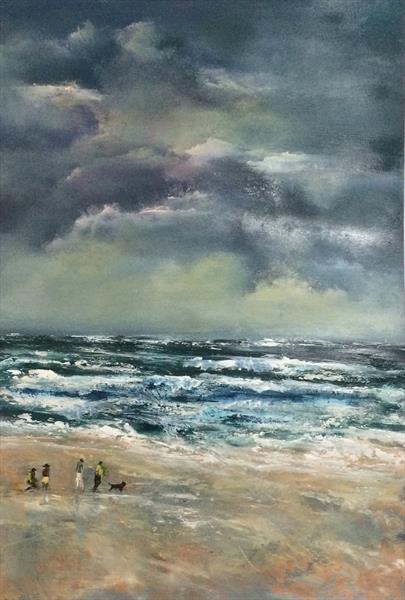 405x600 Seascape Large Acrylic - The Shell Seekers Painting