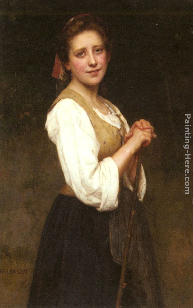 628x1000 Eugenie Marie Salanson A Young Shepherdess Painting Anysize 50% Off - The Shepherdess Painting
