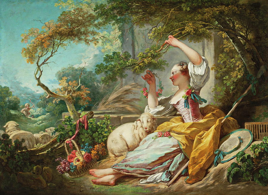 900x658 The Shepherdess Painting By Jean Honore Fragonard - The Shepherdess Painting