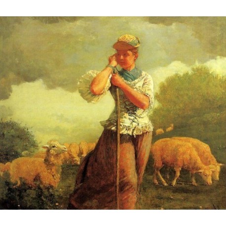 458x458 The Shepherdess By Winslow Homer - The Shepherdess Painting
