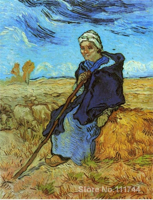 490x640 Paintings Of The Shepherdess (After Millet) Vincent Van Gogh - The Shepherdess Painting