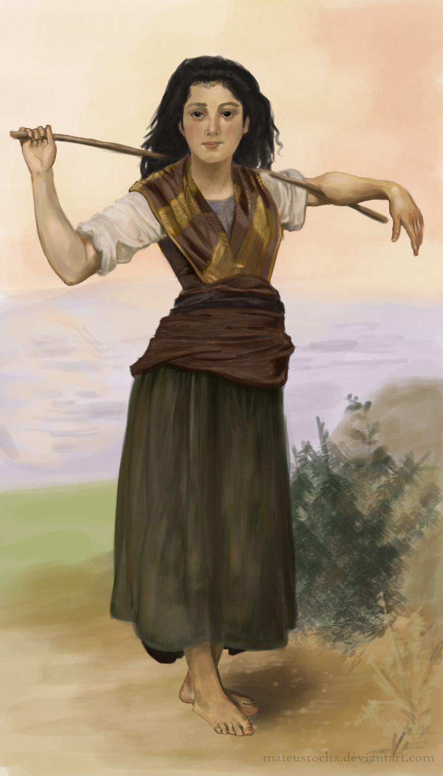 914x1600 Bouguereau's The Shepherdess By Mateusrocha - The Shepherdess Painting