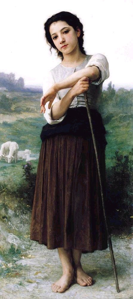 446x1000 Bouguereau - The Shepherdess Painting