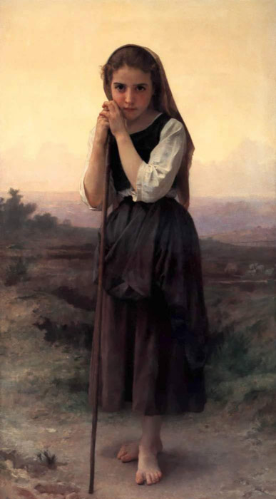 387x700 Bouguereau Oil Painting Little Shepherdess - The Shepherdess Painting