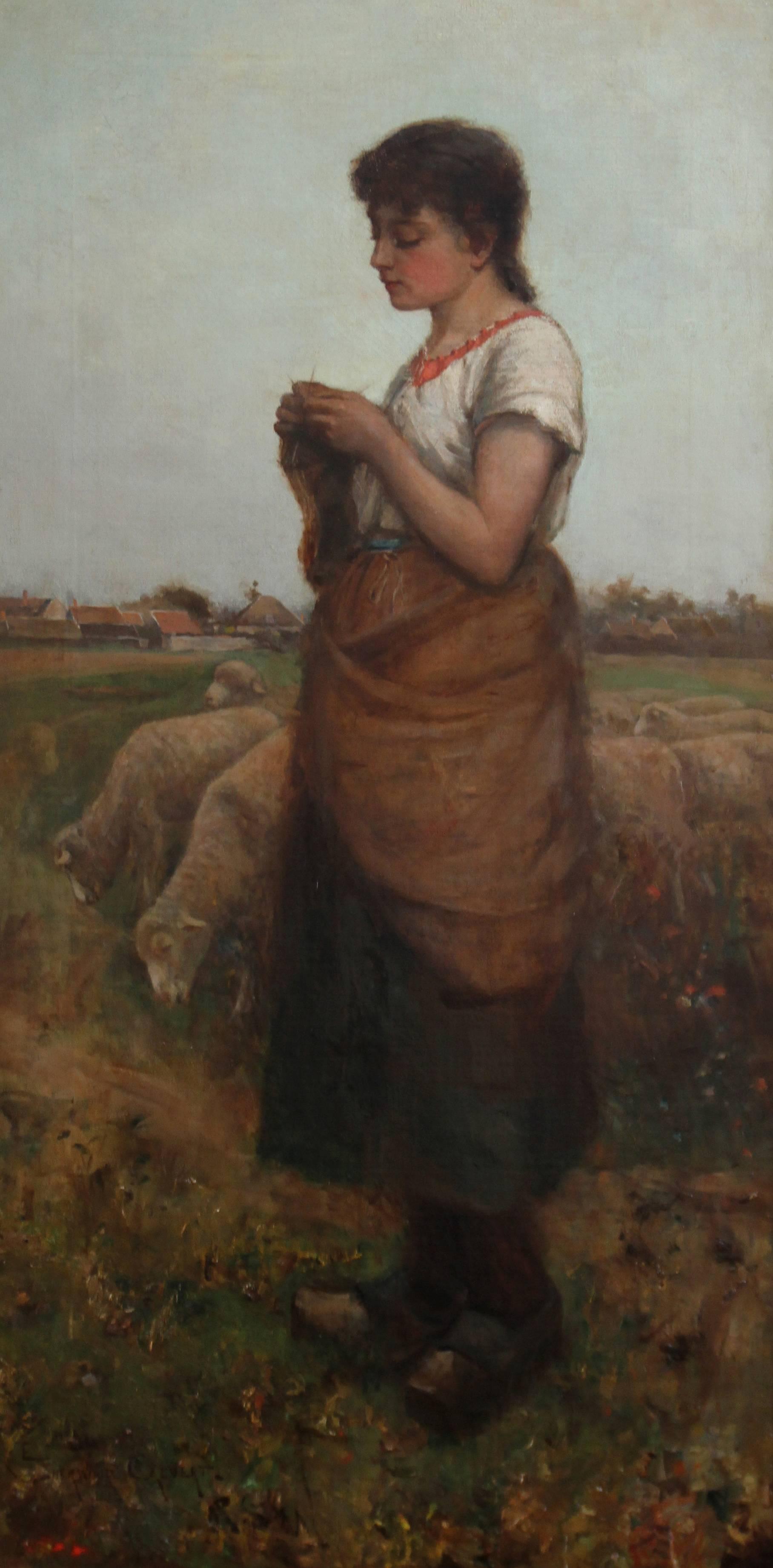 1816x3684 Edwin Sherwood Calvert - The Shepherdess Painting
