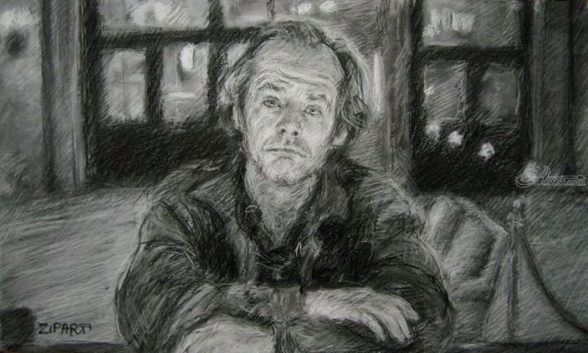 850x511 Original Charcoal Drawing - The Shining Painting
