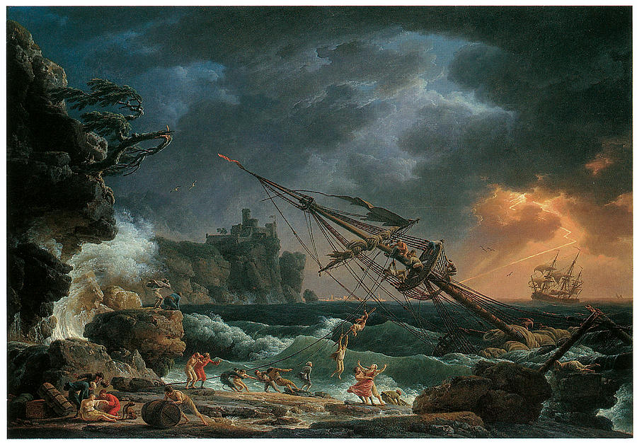 900x626 The Shipwreck Painting By Claude Joseph Vernet - The Shipwreck Painting
