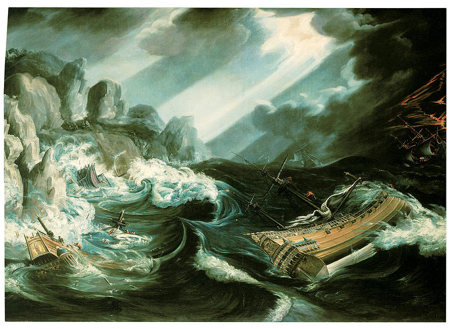 900x654 The Wreck Of The Amsterdam Painting By Flemish School - The Shipwreck Painting