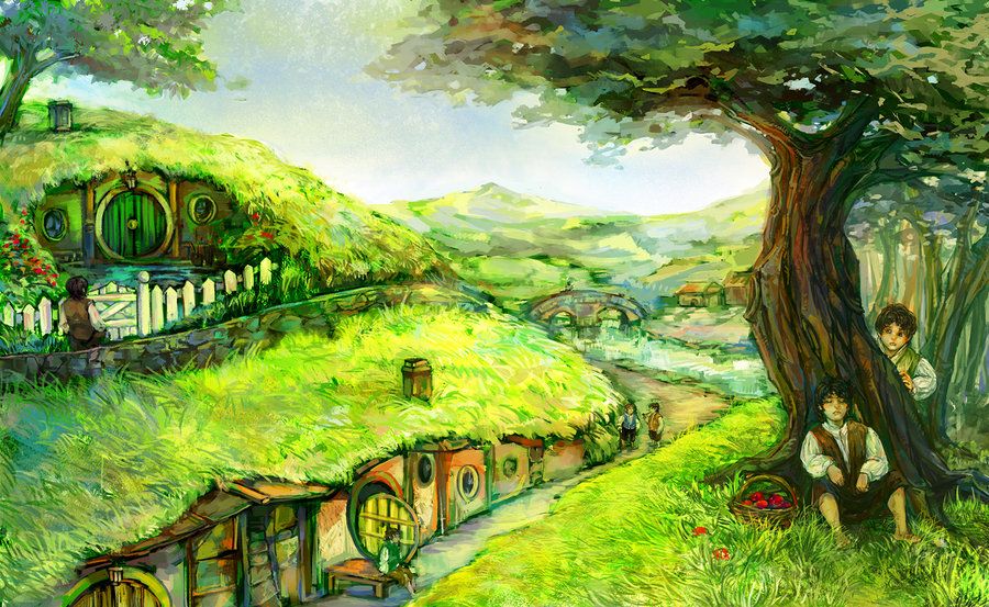 900x553 Lotr Shire Hobbit By Aprilis420 - The Shire Painting