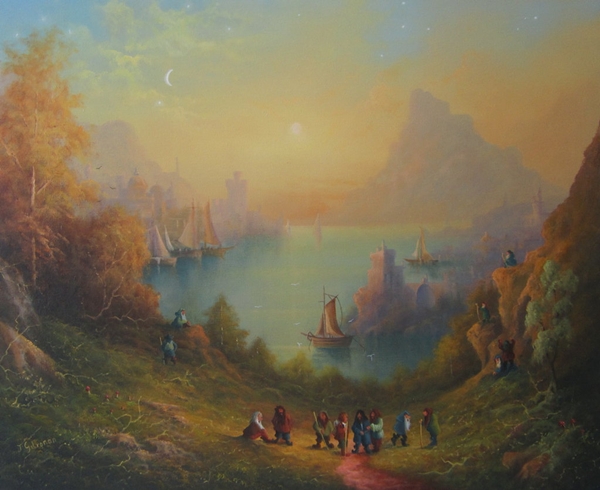 600x490 Beautiful, Fantasy Oil Paintings Of Scenes - The Shire Painting