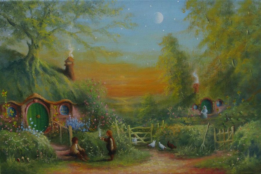 900x601 Tolkien Painting - The Shire Painting