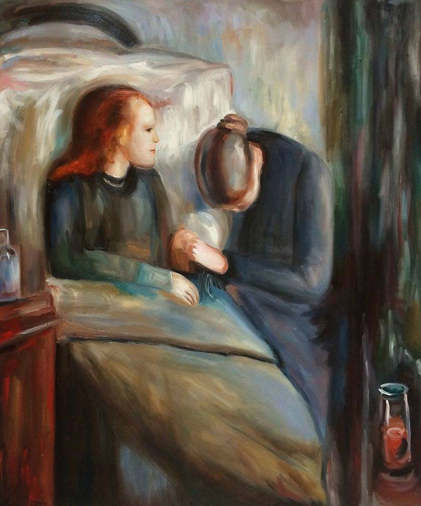 833x1000 Munch, The Sick Child Reproduction Oil Painting - The Sick Child Painting