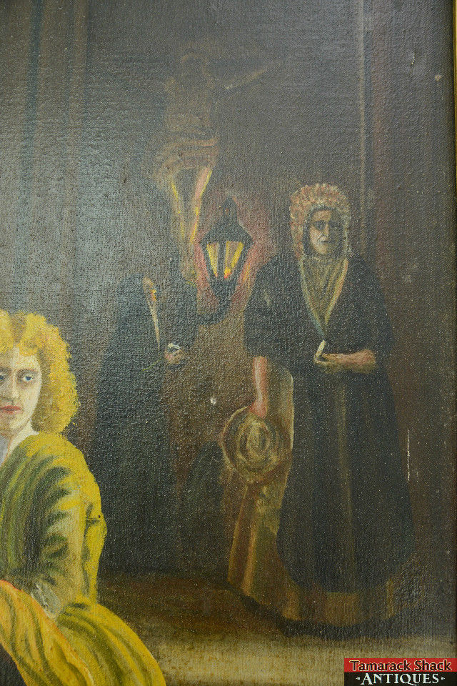 640x960 Original Oil Painting 1954 Date Blind Beggar Man Rosary Sick Child - The Sick Child Painting