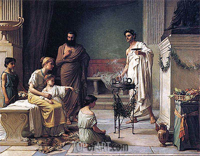 400x312 Sick Child Brought Into The Temple Of Aesculapius Waterhouse - The Sick Child Painting