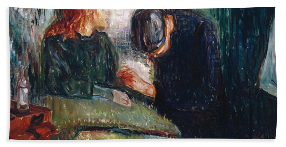 967x500 The Sick Child Det Syke Barn Beach Towel For Sale By Edvard Munch - The Sick Child Painting