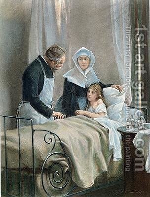 304x400 The Sick Child Henri Alphonse Laurent Desrousseaux Reproduction - The Sick Child Painting