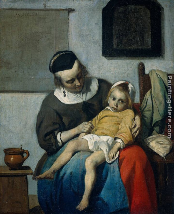720x886 Gabriel Metsu The Sick Child Painting Anysize 50% Off - The Sick Child Painting