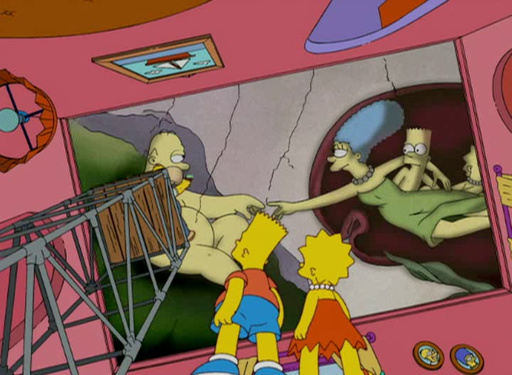 512x375 Learn From The Old Masters Michelangelo - The Simpsons Painting