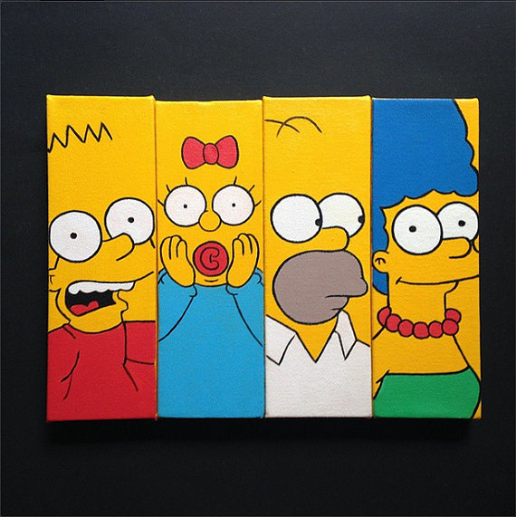 570x571 The Simpsons Painting By Simplyartbystephyg On Etsy Crafty Time - The Simpsons Painting