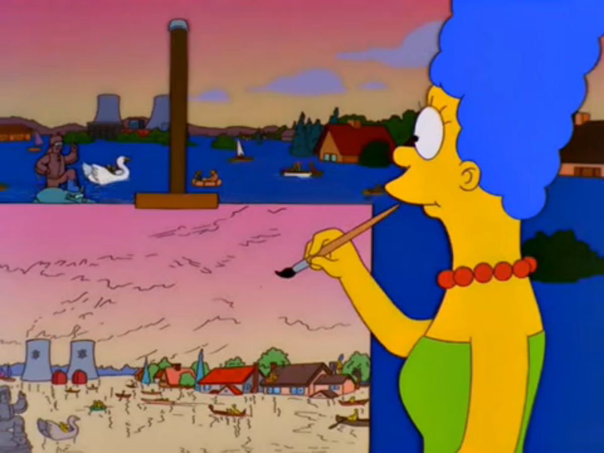 1200x900 The Simpsons Season 10, Episode 19 And Pop (1999 - The Simpsons Painting