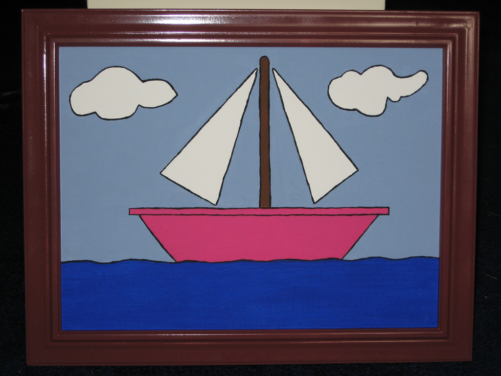 1024x768 Simpsons Boat A Friend Of Mine Recently Moved To A New - The Simpsons Sailboat Painting