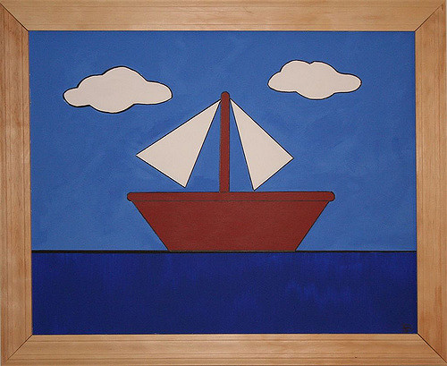500x409 Simpsons Sailboat Couch Painting An Original Pistachio - The Simpsons Sailboat Painting