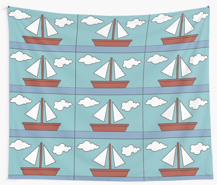 705x602 Simpsons Sailboat Painting Wall Tapestries By Missclarabow - The Simpsons Sailboat Painting