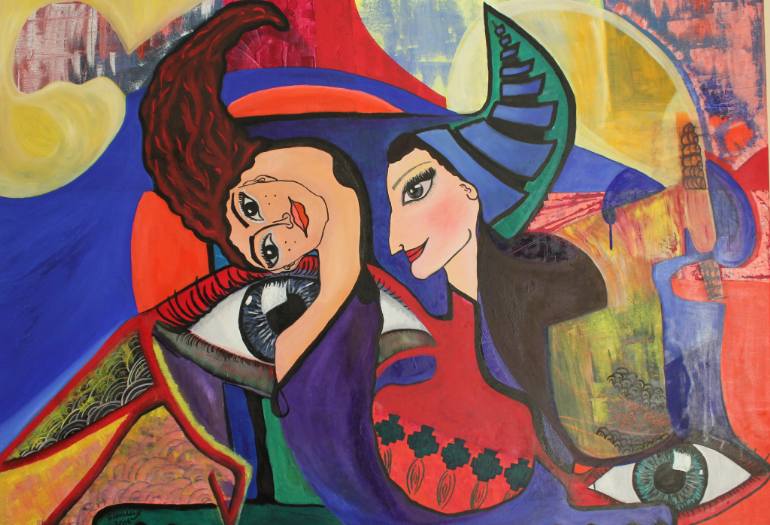 770x525 Saatchi Art Large Abstract,oil Painting, The Sisters And The Bull - The Sisters Painting