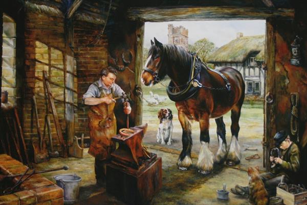 600x402 Inside The Smithy By Peter Goodhall Artgallery.co.uk - The Smithy Painting