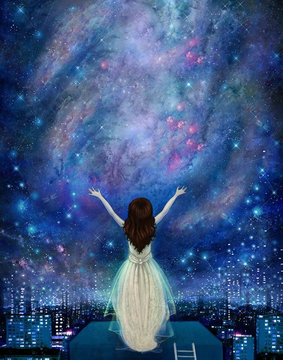 570x725 Reach For The Stars Print 8x10 Star Painting, Empowerment Art - The Star Painting