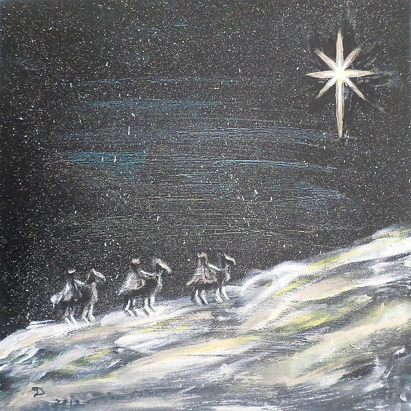 600x600 Christmas Star Painting By Diane Wigstone - The Star Painting