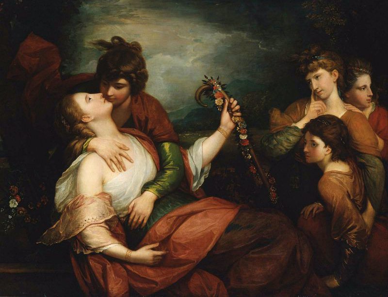 800x614 The Stolen Kiss 1819 Painting Benjamin West Oil Paintings - The Stolen Kiss Painting