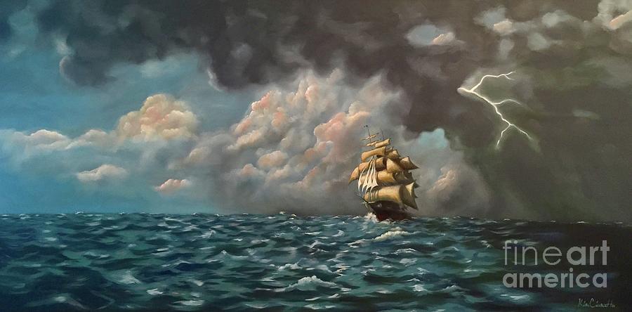 900x444 Full Sail In The Storm Painting By Kim Ciancetta - The Storm Painting