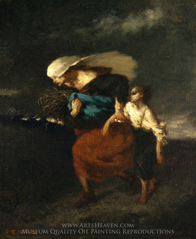 674x820 Reproduction Painting Jean Francois Millet Retreat From The Storm - The Storm Painting