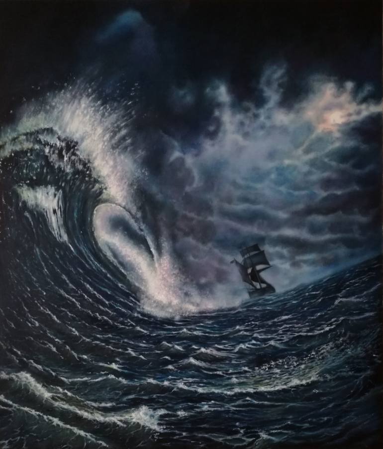 770x904 Saatchi Art Ship In The Storm Painting By Nela Radomirovic - The Storm Painting