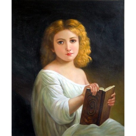 458x458 The Story Book By William Adolphe Bouguereau - The Storybook Painting