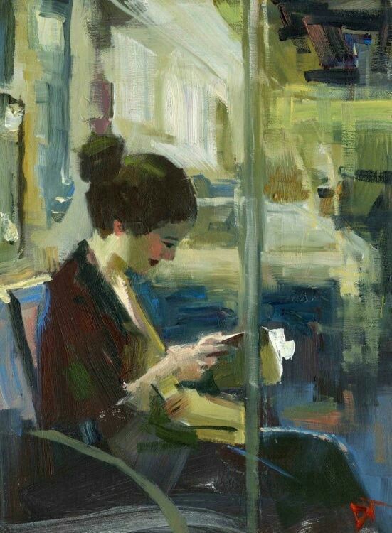 551x750 Reading On The Subway Literary Art By Random House - The Subway Painting