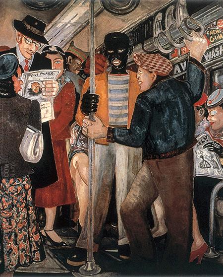 450x558 The Subway 1930 By Palmer Hayden - The Subway Painting