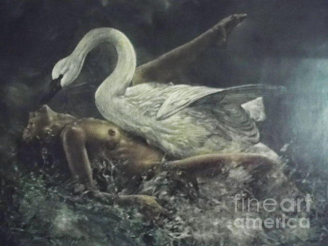 640x480 Leda And The Swan Painting By Walter Girotto - The Swan Painting